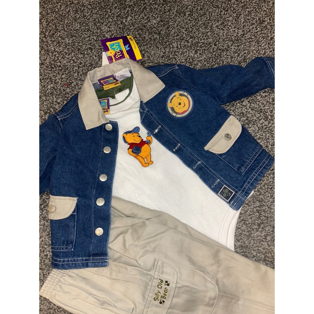 18M NWT VTG POOH 3-Piece Pooh Pants/Bodysuit/Jean Jacket Ensemble